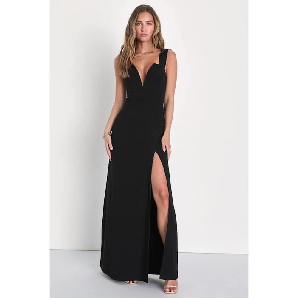 Lulus Daring Elegance Black Sleeveless Mermaid Maxi Dress - Size L